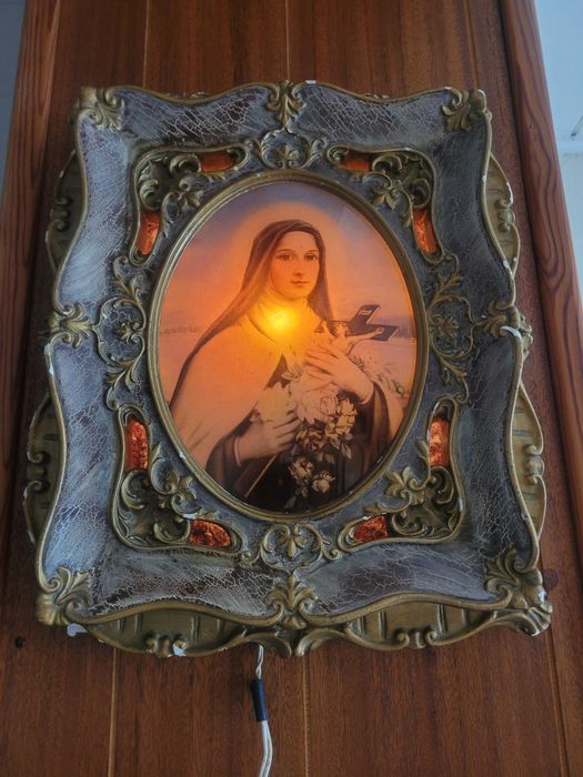 Icoană religioasă cu Sfânta Maria veche din anii 1940-1960