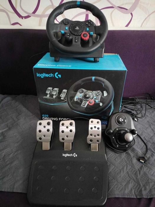 Logitech G29 + Shifter + Педали – Пълен комплект с кутии и инструкции