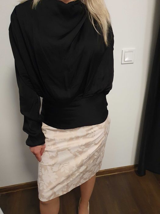 Reserved bluză cu luciu satinat, negru, mărime 34 / XS, NOU