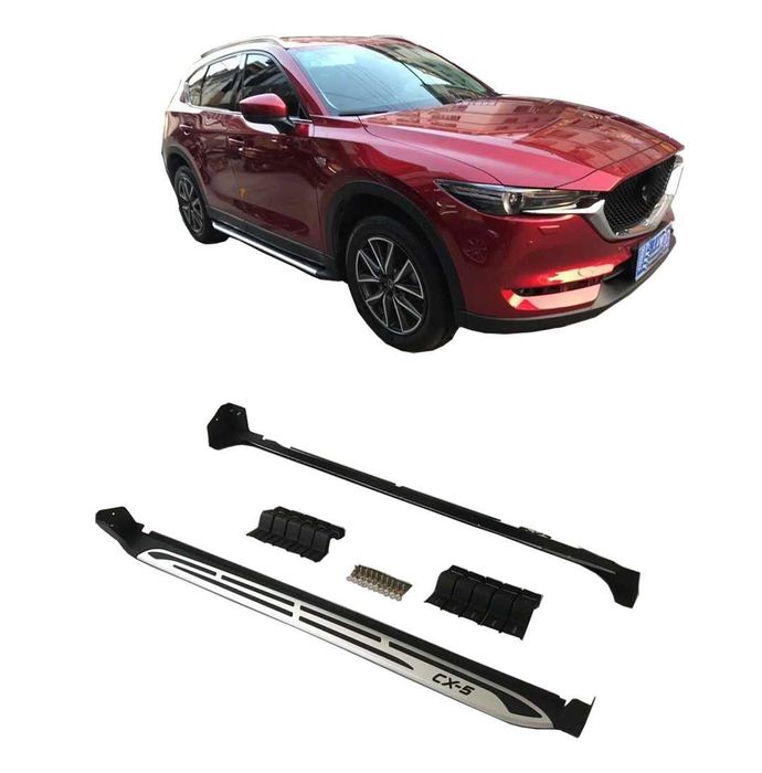 Странични степенки за Mazda CX-5 (2017–2021) – Черни със сребрист кант