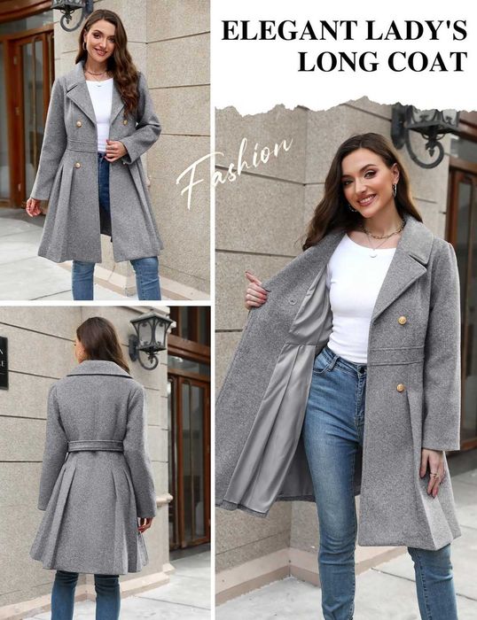 Vancavoo Palton de lână  elegant pentru femei