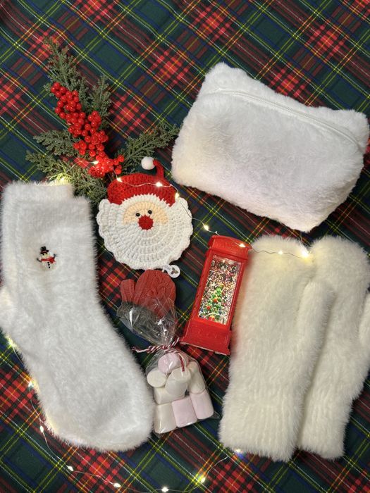 Варежки белые зимние теплые