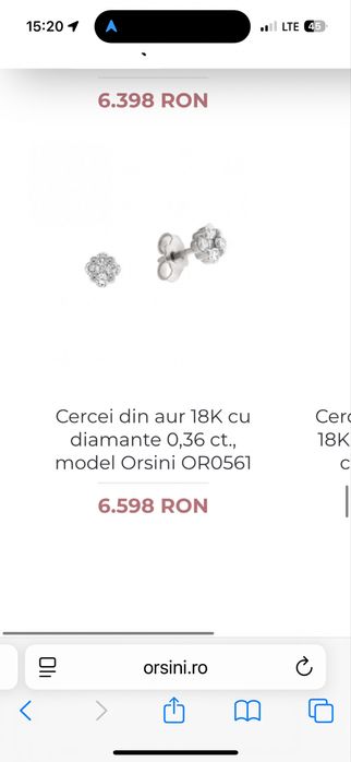 cercei diamante orsini aur alb