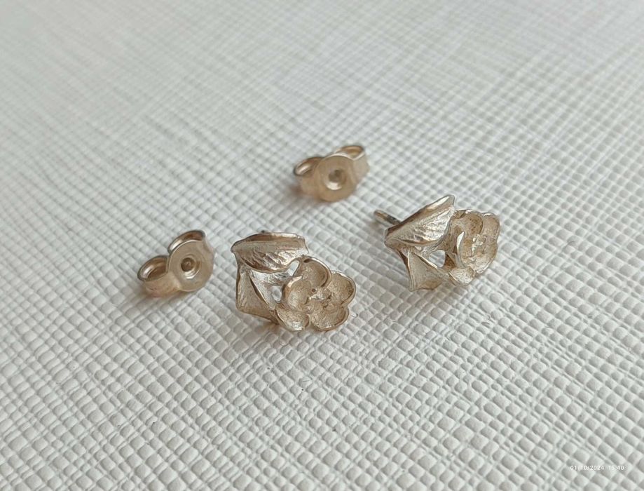 Сребърни обеци цвете