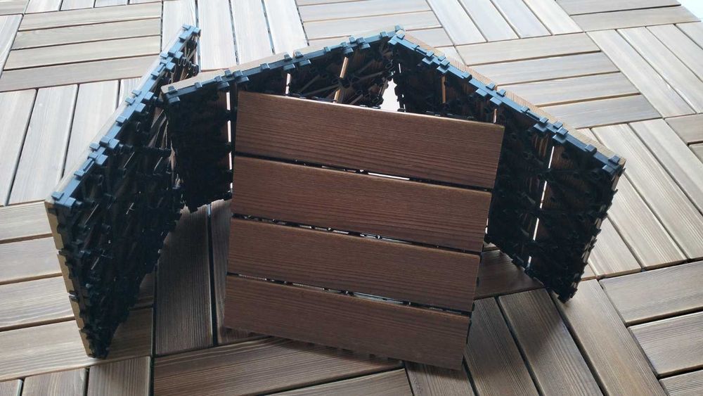 Безплатна доставка! Дървени декинг плочки 30/30 см. на подложка с клик