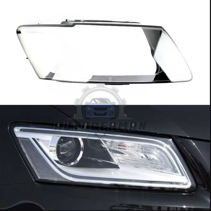 Капаци фарове Audi Q5 2013 2014 2015 2016 2017 стъкло фар крушки Ауди Кю5 Xenon предни фарове фарова оптика защитно стъкло капак фар авто осветление