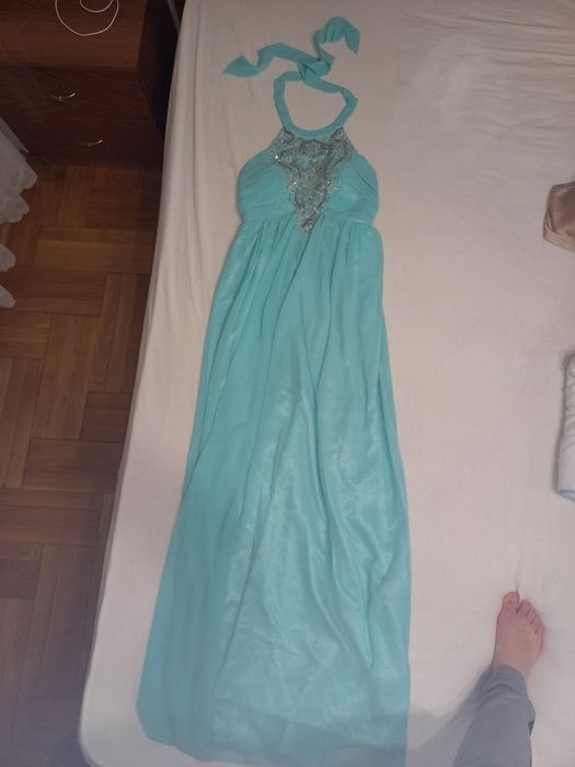 Дълга официална рокля в светлосин цвят