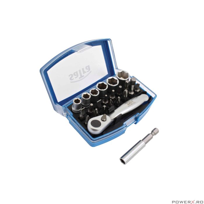 Trusa chei clichet cu tubulare si biti, 1/4", 24 piese, Satra