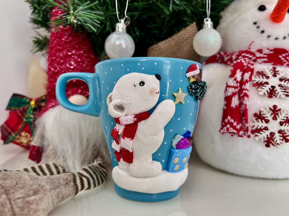 Коледна чаша с полимерна глина