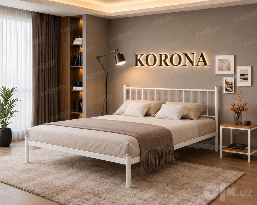 Кровать KORONA двуспальная и односпальная, kalavat, matras, Loft temir