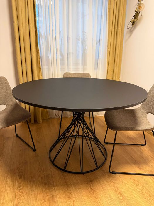 Masa dining rotunda stil industrial 120cm
