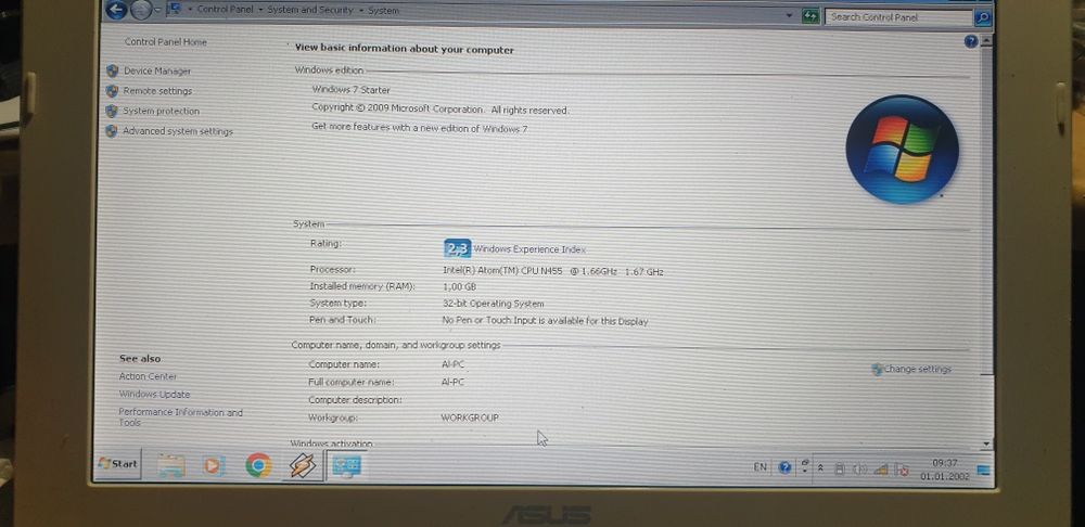 Laptop Asus Eee PC, 230 GB, 10,1 inch