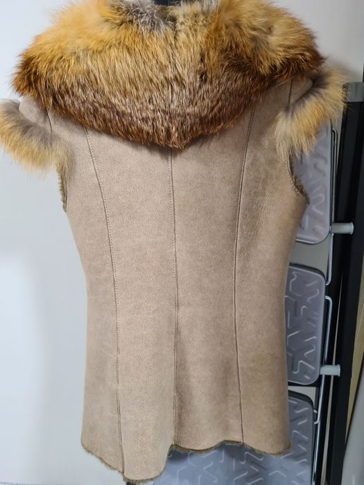 Vesta din piele si blana naturala de vulpe A&A Vesa