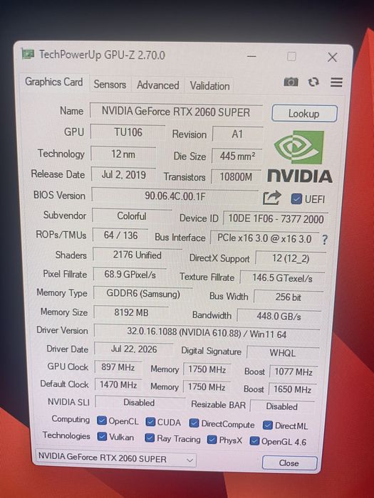 Colorful RTX 2060Super BATTLE-AX 8gb