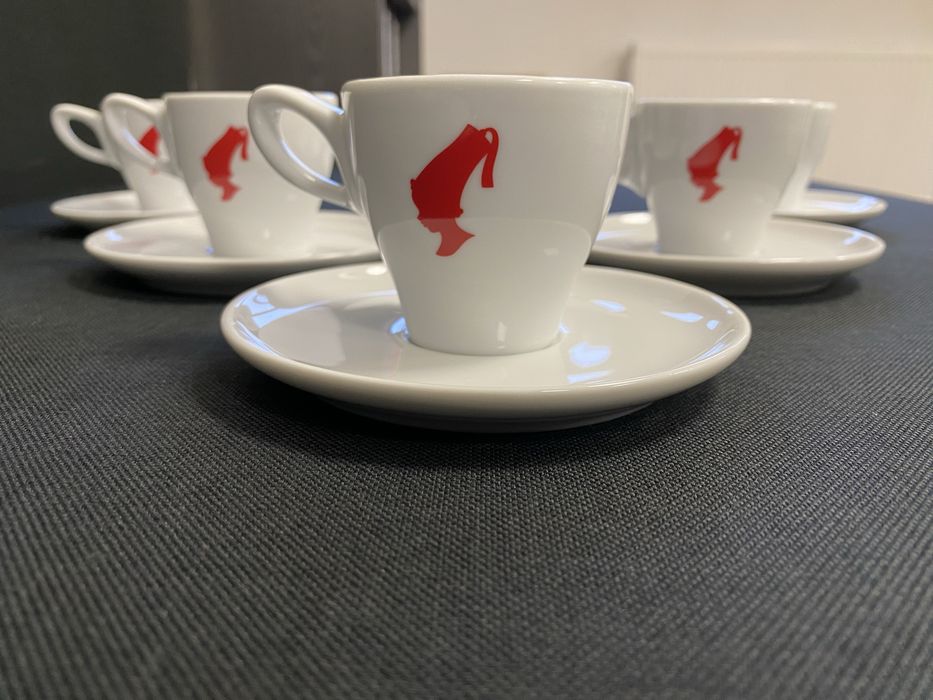 Set 6 cești de espresso lung Julius Meinl, albe, standard, de 90 ml.
