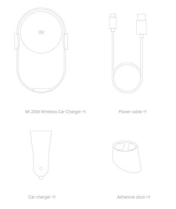 Беcпроводная зарядка для машины Xiaomi Mi 20W