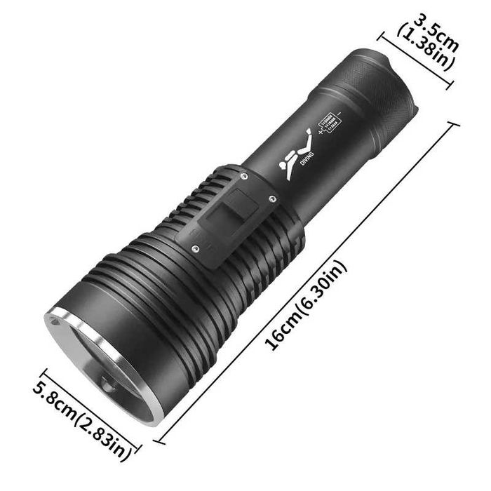 Водолазен фенер 60W LED – 10000 лумена, IP68 водоустойчив, за гмуркане