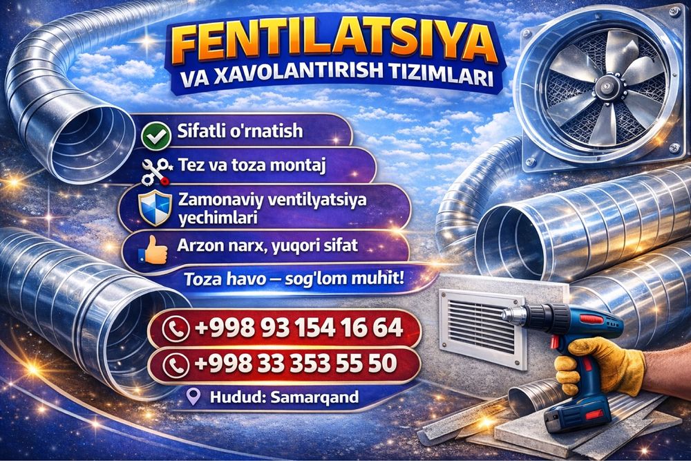 Вентелатстя хизмати 24/7 ventilatsiya xizmati 24/7