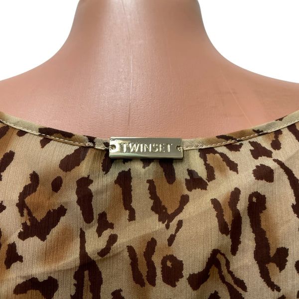 Дамска блуза TWINSET размер S леопардова щампа и дантела