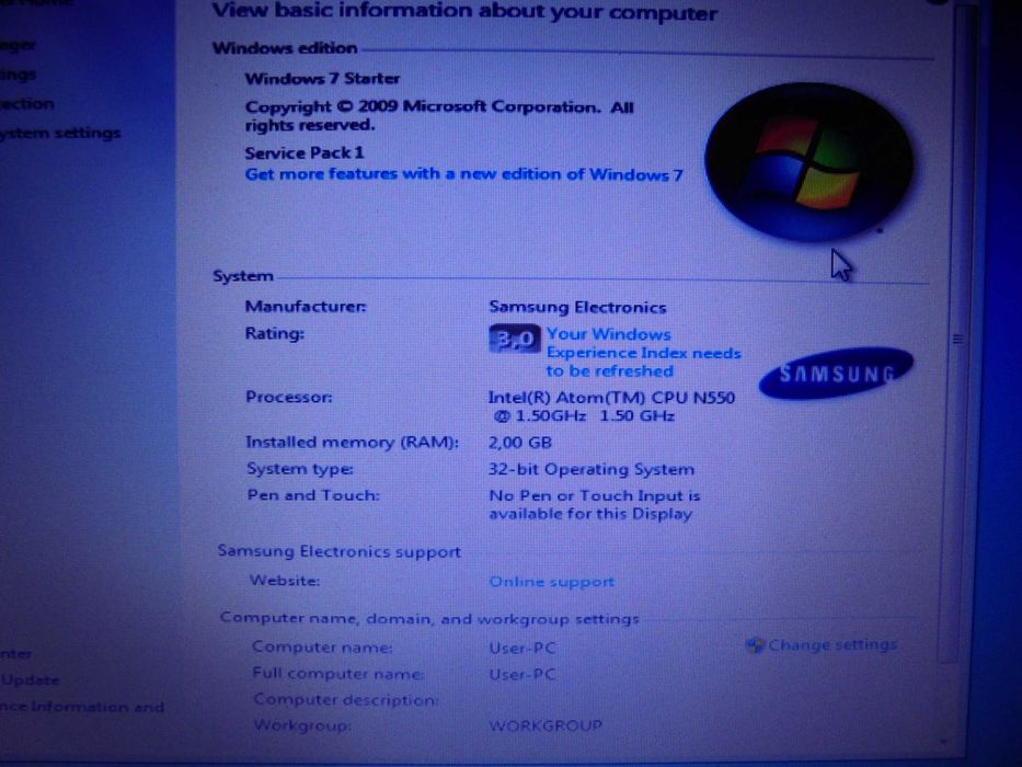 Netbook Samsung NF210-N550 1.5GHz, 2GB .Pret-250 de LEI Negociabil .