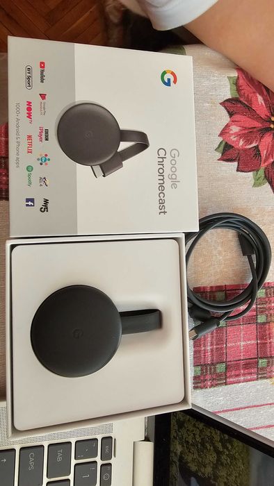 Мултимедиен Плеър Оригинален Google Chromecast 3та генерация пълен комплект