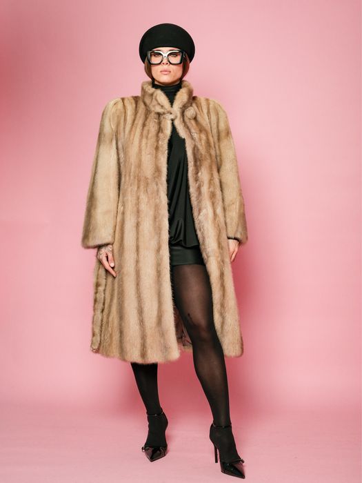 Haina lunga din blana naturala de vizon gri