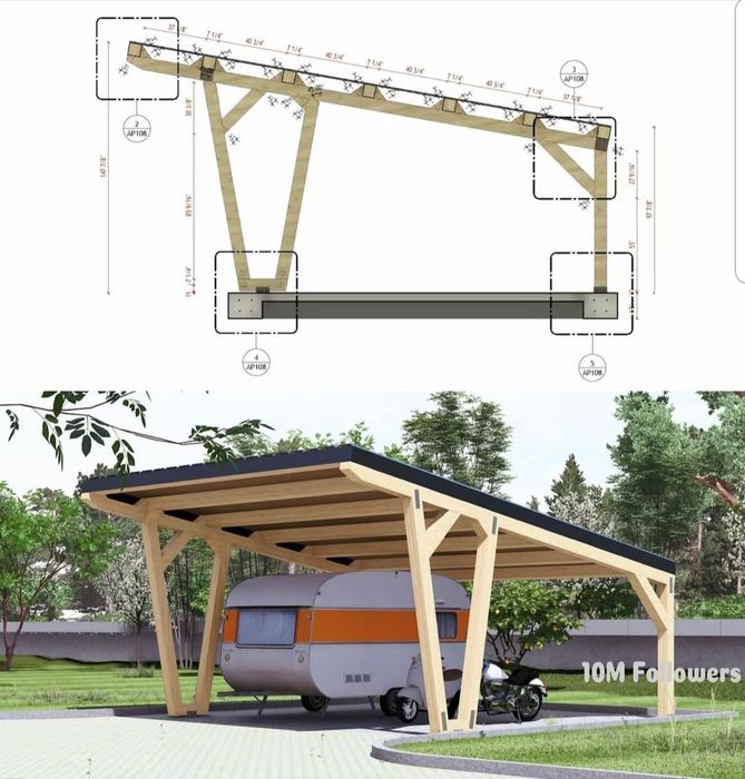 Carport Terasa filigori din lemn