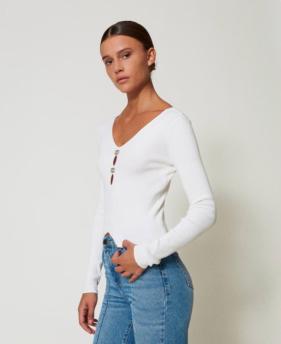 Блуза плетиво с лого от кристалиTwinset,размер L и XL ,нов!