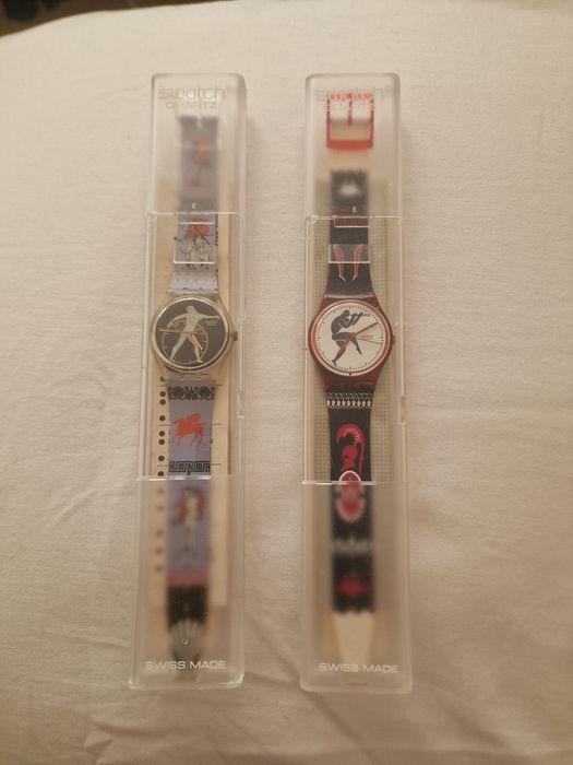 Set 2 Ceasuri Vintage Swatch 1991 NOS – Noi în Cutie (Tedophorus și Discobolus)