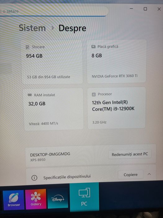 Unitate gaming stație grafica editare foto video DELL XPS 8950  i9 Rtx 3060 ti