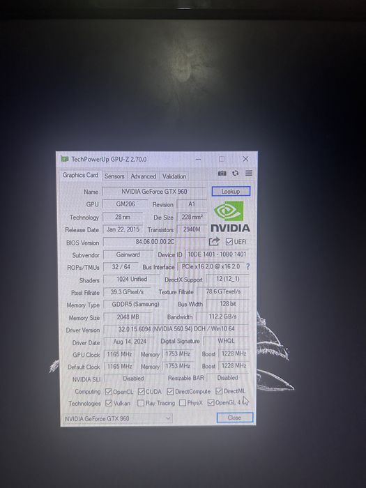 Gainward GeForce GTX 960 2GB GDDR5