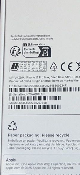 Iphone 17 Pro Max | 512GB | Sigilat