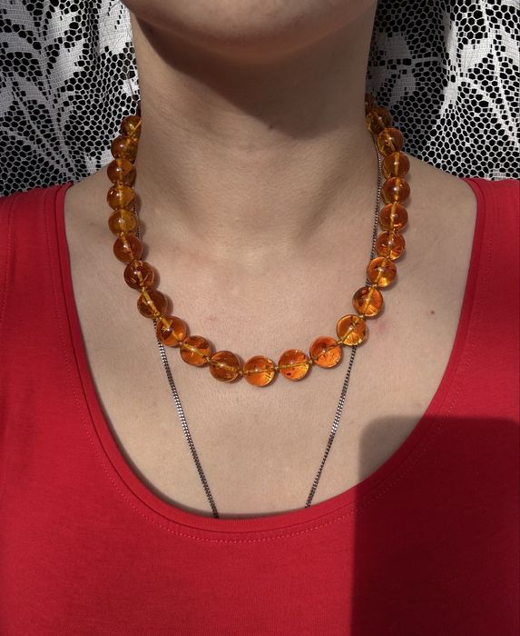 Янтарь натуральный круглые бусы