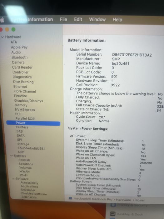 Macbook pro 2017  16GB 256GB