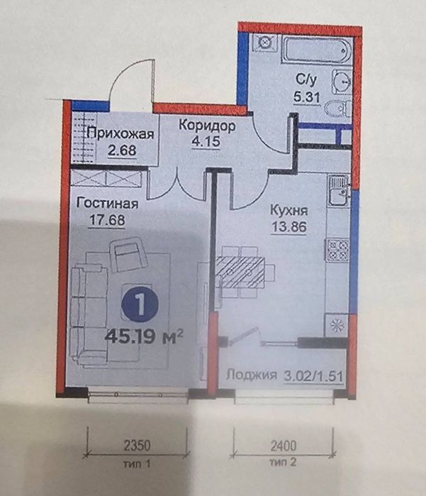 1-комн. квартира, 50 м², Мирзо-Улугбекский район