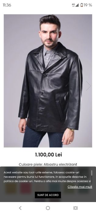 Sacou piele bărbați maro, din miel, mărimea 56 România, Primăvară-Toam