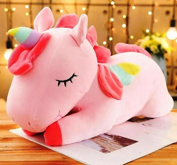 Плюшен Еднорог, 35см, Розов, Бял , Жълт