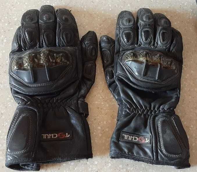 Мотоперчатки кожаные Tschul с карбоновой защитой