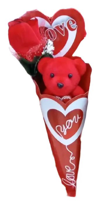 Мече плюш с рози букет за подарък 35см