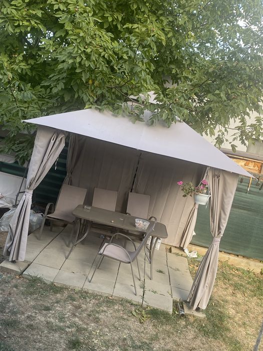 Cort Pavilion curte + Masa 6 persoane + 4 scaune