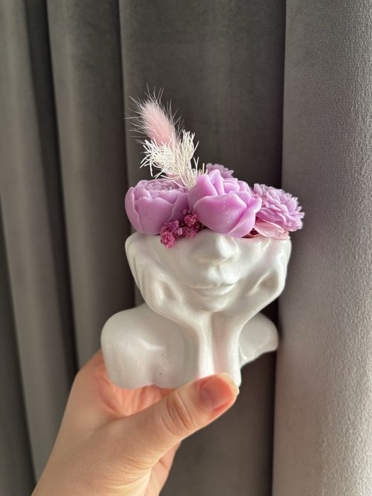 Арома-цветы в гипсовом кашпо | Подарок девушке | Ручная работа