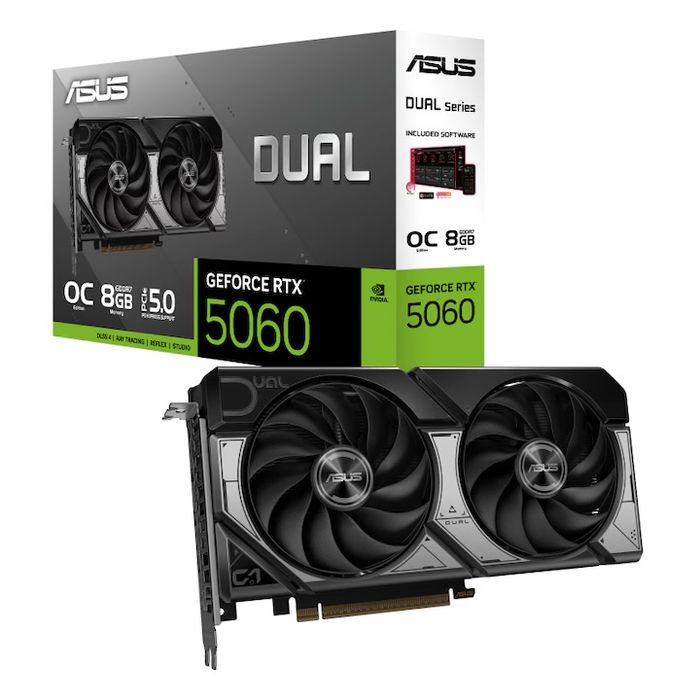 Видео карта ASUS GeForce RTX 5060 Dual OC, 8GB GDDR7, 128-bit