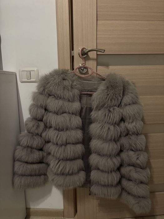 vand geaca de vulpe polara gri