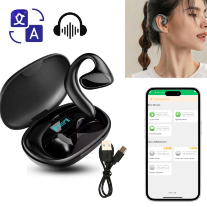 Безжични слушалки с AI превод 2 в 1 — превод в реално време