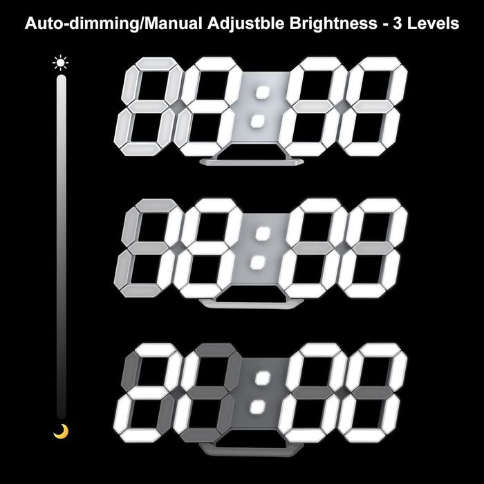 3D LED дигитален стенен часовник, дистанционно, температура, аларма