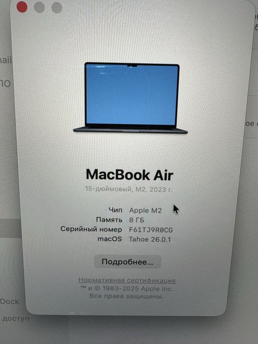 Apple MacBook Air M2 15” 2023Space Gray – Ideal holat