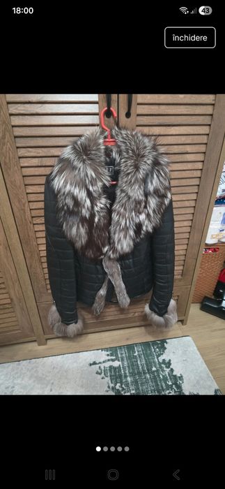 Geaca din piele naturala si blana de vulpe S