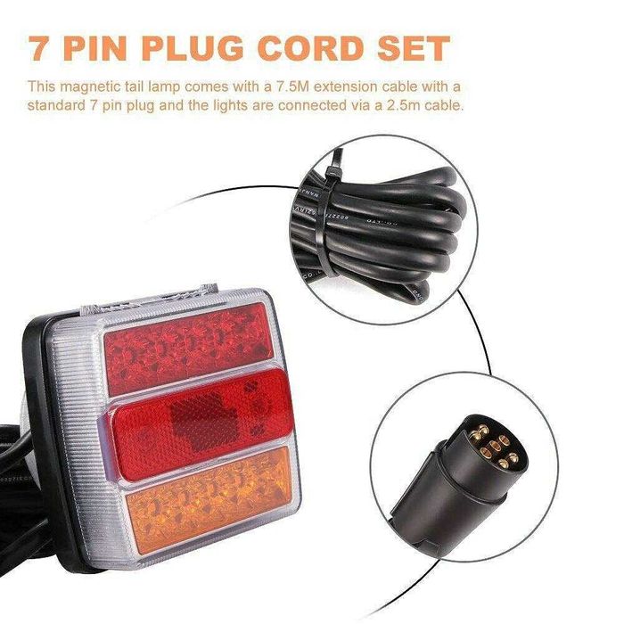 LED диодни стопове, 12V с магнит и окабеляване, 5 функции, комплект