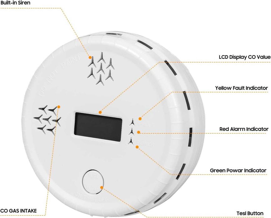 Детектор за въглероден моноксид C203 с LCD дисплей и силна аларма
