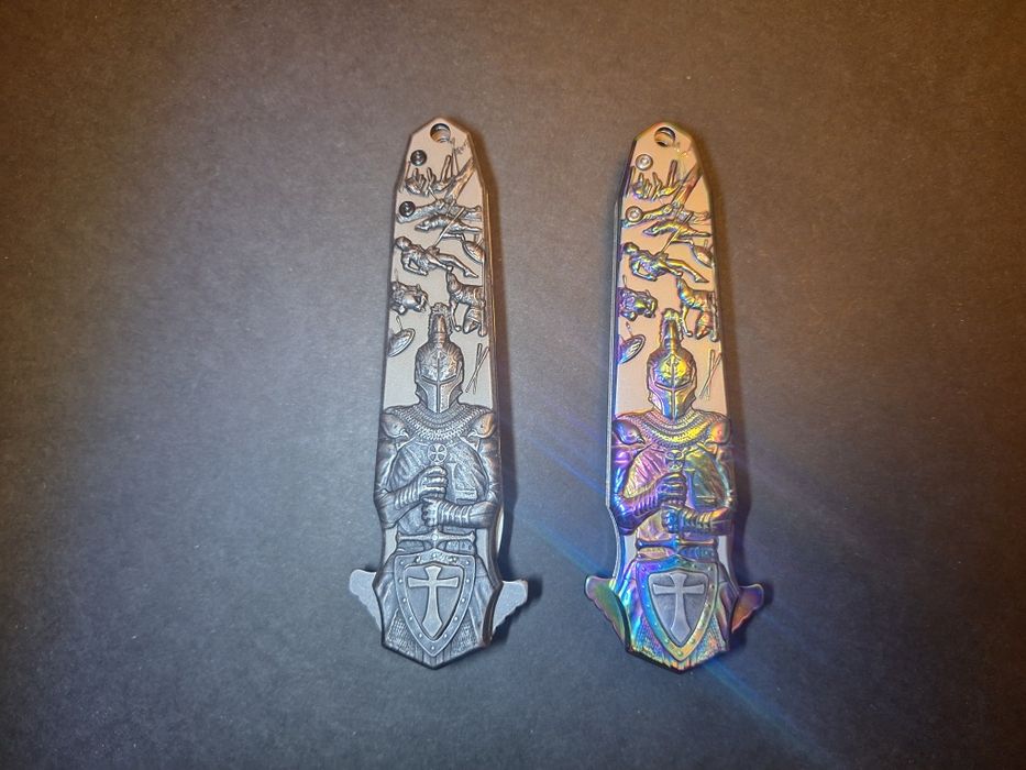 Сгъваем полуавтоматичен нож (3D-релефен)-два цвята